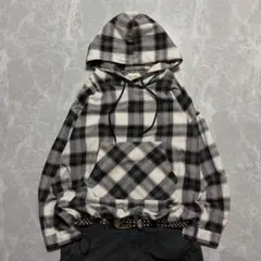 00s【Archive】ombre check hoodie/Y2K c-boy
