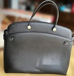 FURLA ブラック ハンドバッグ　極美品セレモニー　ビジネス　A4