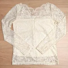 再値下げ★レースカットソー ホワイト Mサイズ 秋冬 インナー