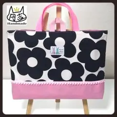 北欧ウサギ花柄レッスンバッグマチ付き手提げ絵本袋ハンドメイド女の子可愛い