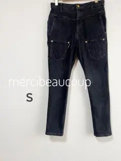 mercibeaucoup, メルシーボークー うしろまえ デニム ブラック 3 mercibeaucoup,（メルシーボークー）の「B：うしろまえデニム