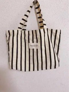 ストライプトートバッグ アイボリー/ブラック