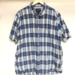 l*t様 青系チェック 半袖シャツ コットン混紡
