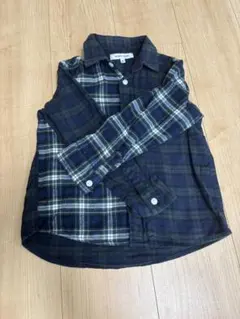 GLOBAL WORK チェック柄シャツ M ネイビー系