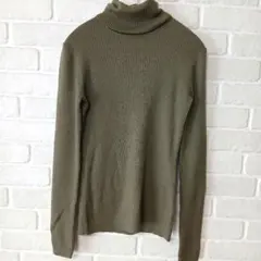 ユニクロ UNIQLO リブタートルネックセーター ニット 万能 M ウール