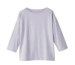 無印良品 天竺編みボートネック七分袖Ｔシャツ ライトパープル S