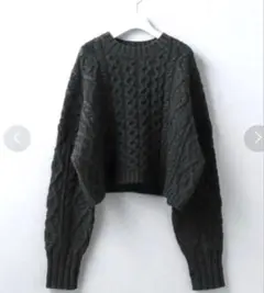 6(ROKU) カシミヤケーブルニット ショート丈