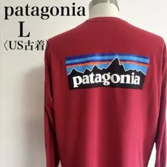 パタゴニア ロンT レッド バックロゴ 雰囲気系 ダメージ　US古着