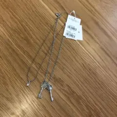 未使用タグ付レストローズ☆キーモチーフ2連ネックレス