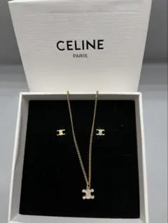 CELINE セリーヌ トリオンフ ネックレス＆ピアス 2点セット中古品