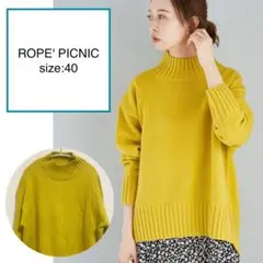 ROPE' PICNIC バックスリットハイネックニットプルオーバー イエロー