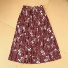 コカ ロングスカート プリーツ フラワー ブラウン フリーサイズ