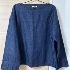 UNIQLO U ユニクロユー　デニムボートネックブラウス（長袖）Mサイズ