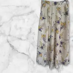 【レイ・カズン】 ガウチョパンツ ロング 花柄 Fサイズ