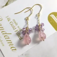 プレシャスオパール＆ピンクサファイア 14Kgfピアス - メルカリ