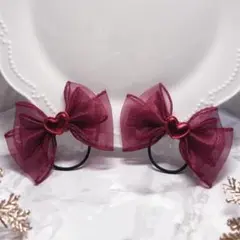 【キッズヘアゴム】ハンドメイド リボン 2個セット