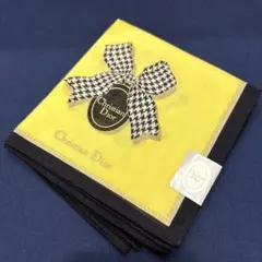 新品✨Diorディオール　リボン柄　イエロー　希少　ヴィンテージ　人気　千鳥格子