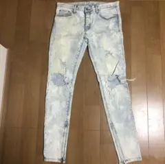 mnml ダメージ スキニー デニム