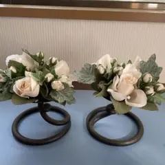 花付きキャンドルホルダー 2個セット