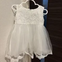 ホワイトベビードレス レース付きヘアバンド