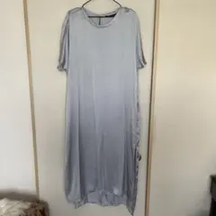 ZARAライトグレー 半袖 ロングワンピース サイドスリット