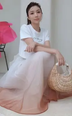 EIMY ISTOIRE グラデーションボリュームギャザースカート （PINK）