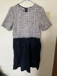 [ZARA]ツイード生地切り替えワンピース