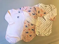 【新品】プチバトー 長袖ボディ　12M 74cm 3枚セット