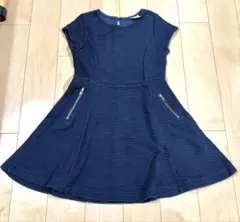 ZARA GIRLS 128cm ネイビー 半袖ワンピース ジップポケット付