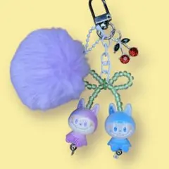 双子ラブブ さくらんぼ風チャーム付き キーホルダー charu♡