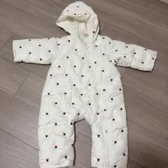 petit main ハート柄キルティングジャンプスーツ 80