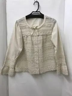 ピンクハウス　コットンブラウス　フリル　リボン　アイボリー