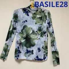 美品BASILE28 バジーレベントット薄手カットソーカシミヤ混40M〜Lサイズ