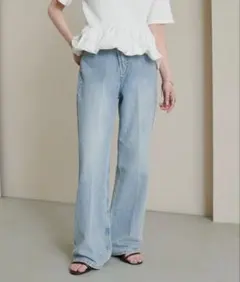Discoat USコットンデニムセミフレアパンツ サックスブルーのサムネイル