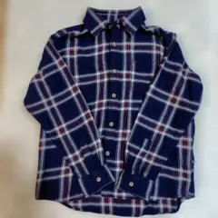 UNIQLO キッズ フランネルシャツ ネイビー チェック１４０センチ