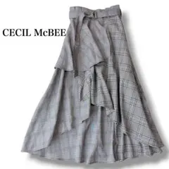 CECIL McBEE チェック アシメスカート ベルト付 グレンチェックのサムネイル