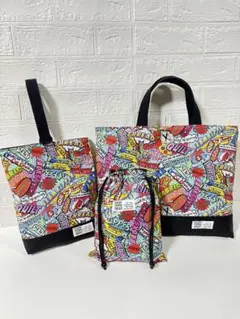 アメコミ　入園入学準備　レッスンバッグ　給食袋　巾着　上履き　体操着