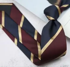 メンズ ネクタイ レジメンタル ストライプ ネイビー バーガンディ【新品未使用】