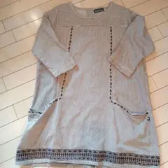 drug store's ストライプ 七分袖チュニック