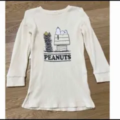 PEANUTS 長袖カットソー ワッフル素材 アイボリー