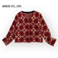 BERGE CO.LTD カーディガン ★【F】 アーガイル 総柄 昭和レトロ