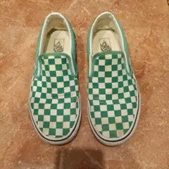 VANS スリッポン グリーンチェック柄 28cm