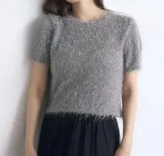 レトロガール 半袖 シャギーニット