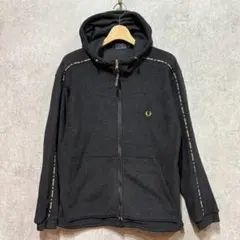 FRED PERRY ジップアップ フリースパーカー ブラック メンズM