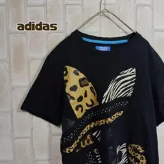 アディダス　adidas　Tシャツ　半袖　黒　トレフォイル　レオパード