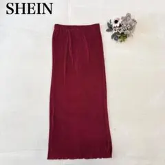 【シーイン】プリーツロングスカート（M)ウエストゴム シンプル カジュアル