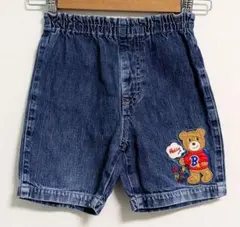 ミキハウス レトロ デニムパンツ くま刺繍 100cm