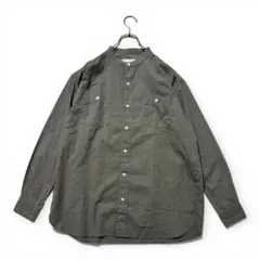 希少　bukht 日本製　チェック柄　長袖　スタンドカラー　バンド　シャツ　M