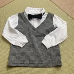 フォーマル Vネックベスト 黒蝶ネクタイ付き