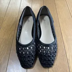 値下げ！　オリエンタルトラフィック 黒 編み込みデザイン フラットシューズ